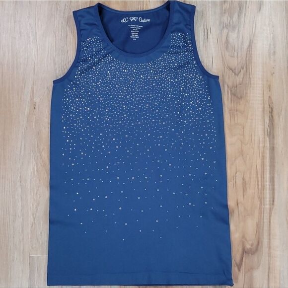 šLCĀ CoutureāBlue Bedazzled Sleeveless Stretchy TopāSmall - Picture 1 of 7